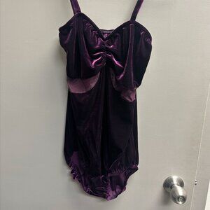 Kelle Company purple velvet lyrical dance bodysuit and skirt costume